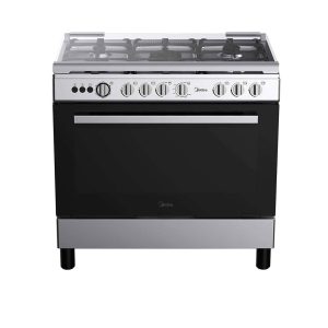 Gas Cooker 5 Burners, Silver, 90×60